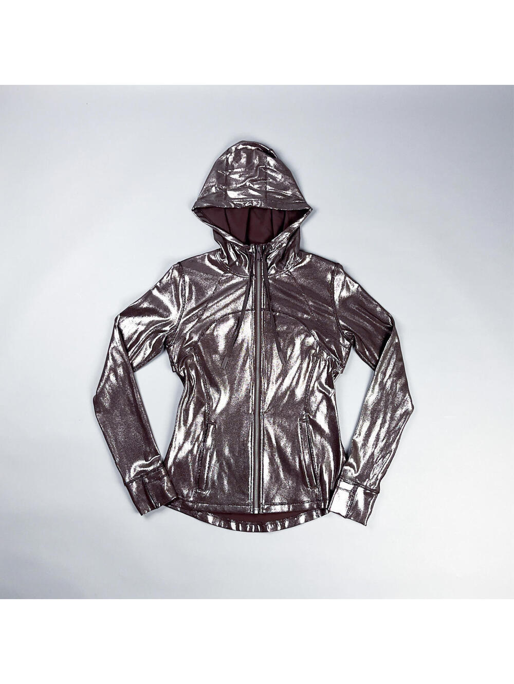 Women's Lululemon Metallic Eggplant Silver Activewear Hoodie Jacket